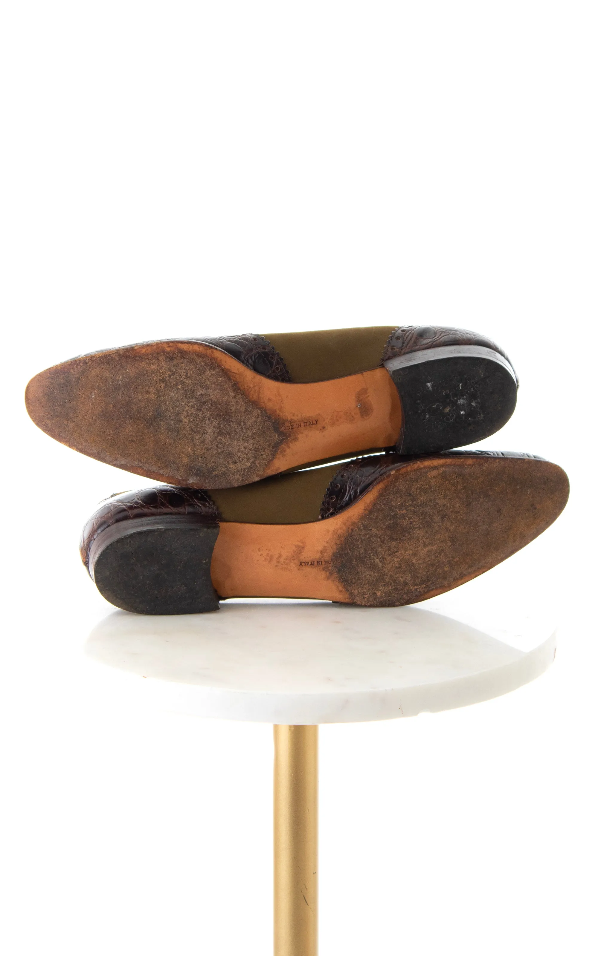 1960s FERRAGAMO Leather & Suede Oxford Flats | size US 7
