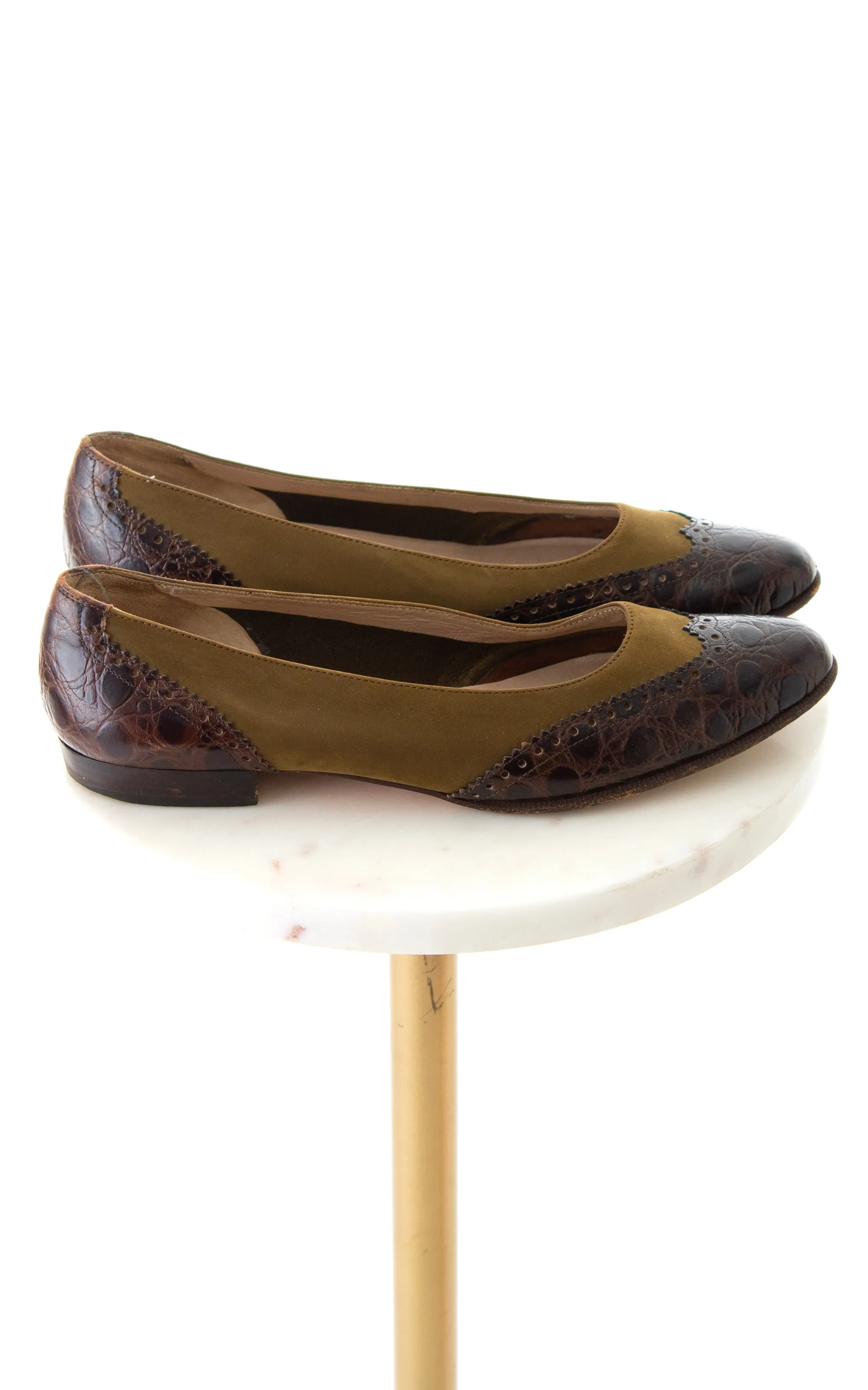 1960s FERRAGAMO Leather & Suede Oxford Flats | size US 7