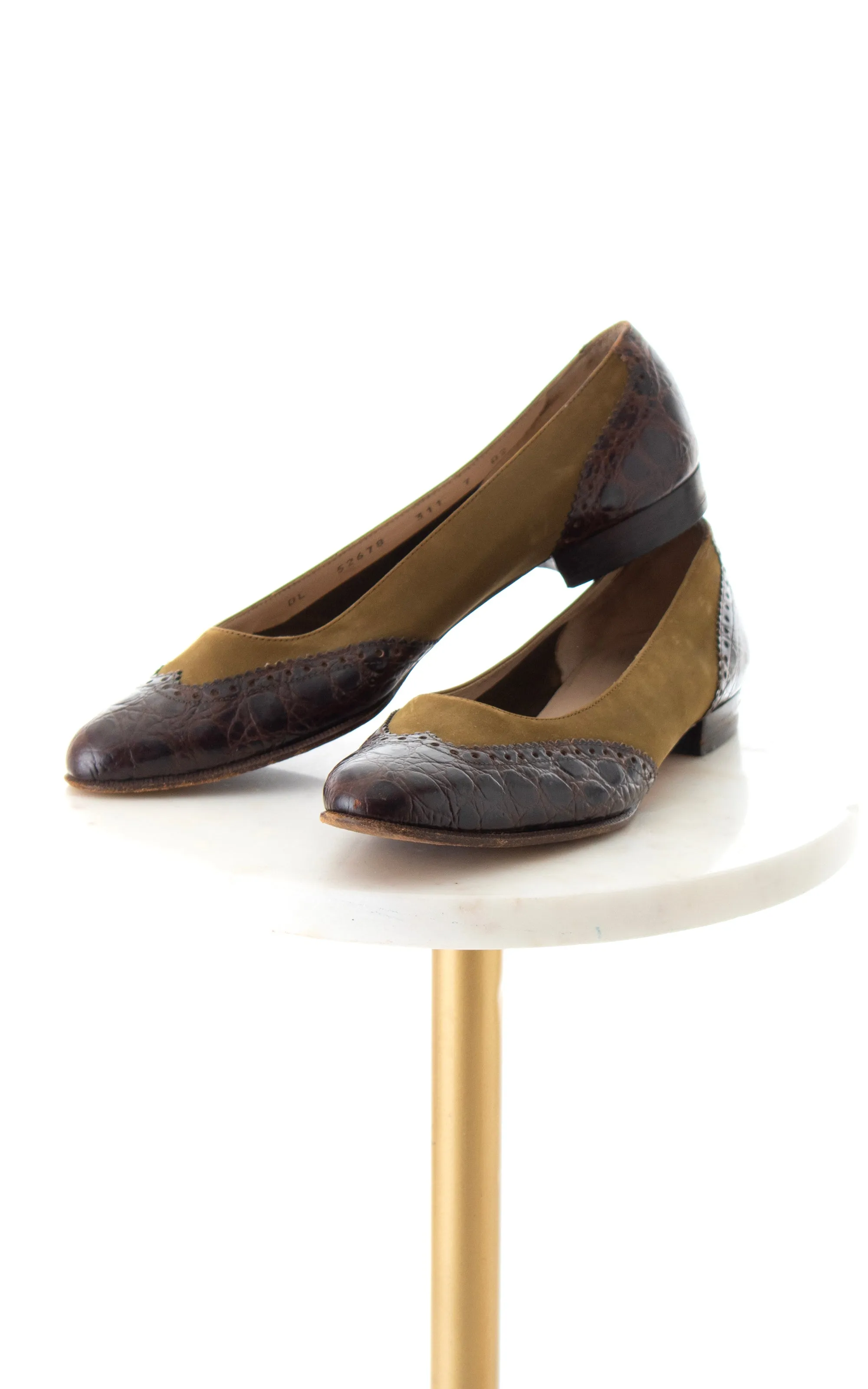 1960s FERRAGAMO Leather & Suede Oxford Flats | size US 7