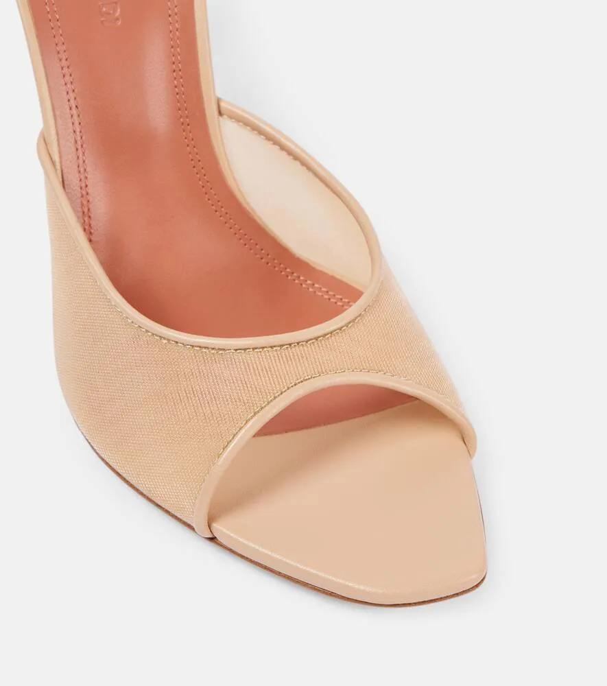 Amina Muaddi Alexa 95 leather-trimmed mesh mules