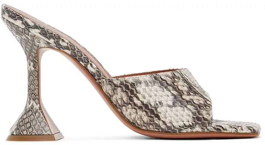 Amina Muaddi Brown Snake Lupita Heeled Sandals