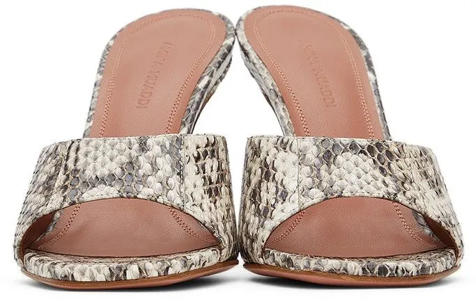 Amina Muaddi Brown Snake Lupita Heeled Sandals