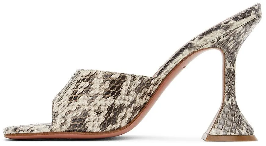 Amina Muaddi Brown Snake Lupita Heeled Sandals