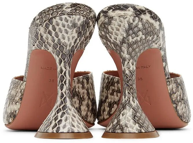 Amina Muaddi Brown Snake Lupita Heeled Sandals