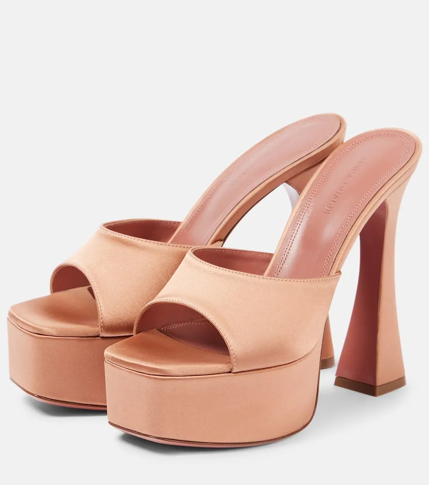 Amina Muaddi Dalida 140 satin platform mules