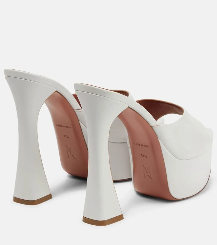 Amina Muaddi Dalida leather platform mules
