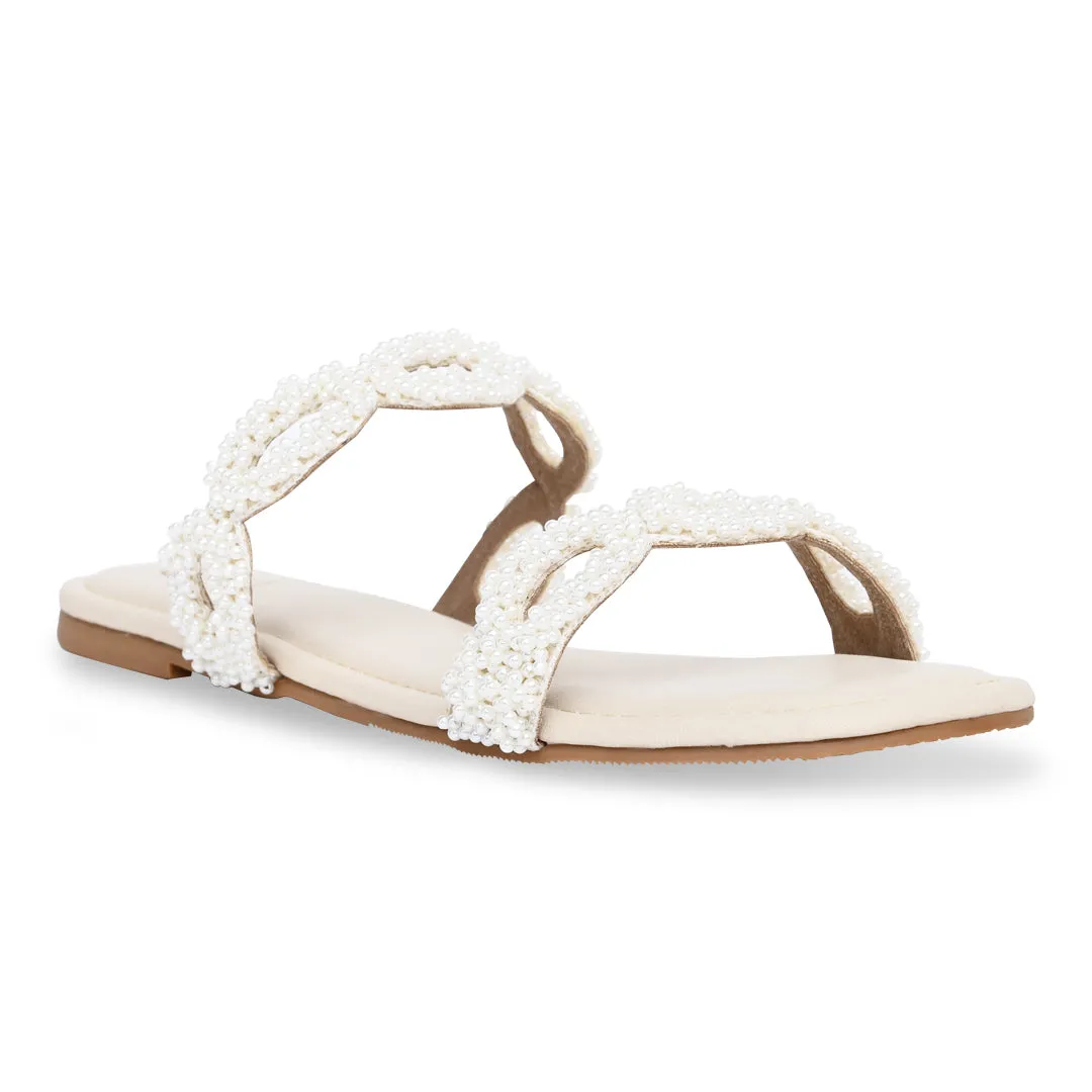 Beaded Eyelit Pearl Flats