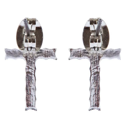 Beautiful Studded Cross Dazzle Crystal Rhinestones Fashion Earrings E1125 Silver