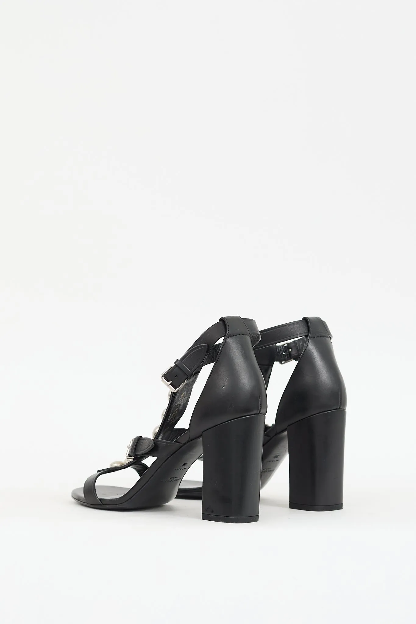 Black Leather Studded Heel
