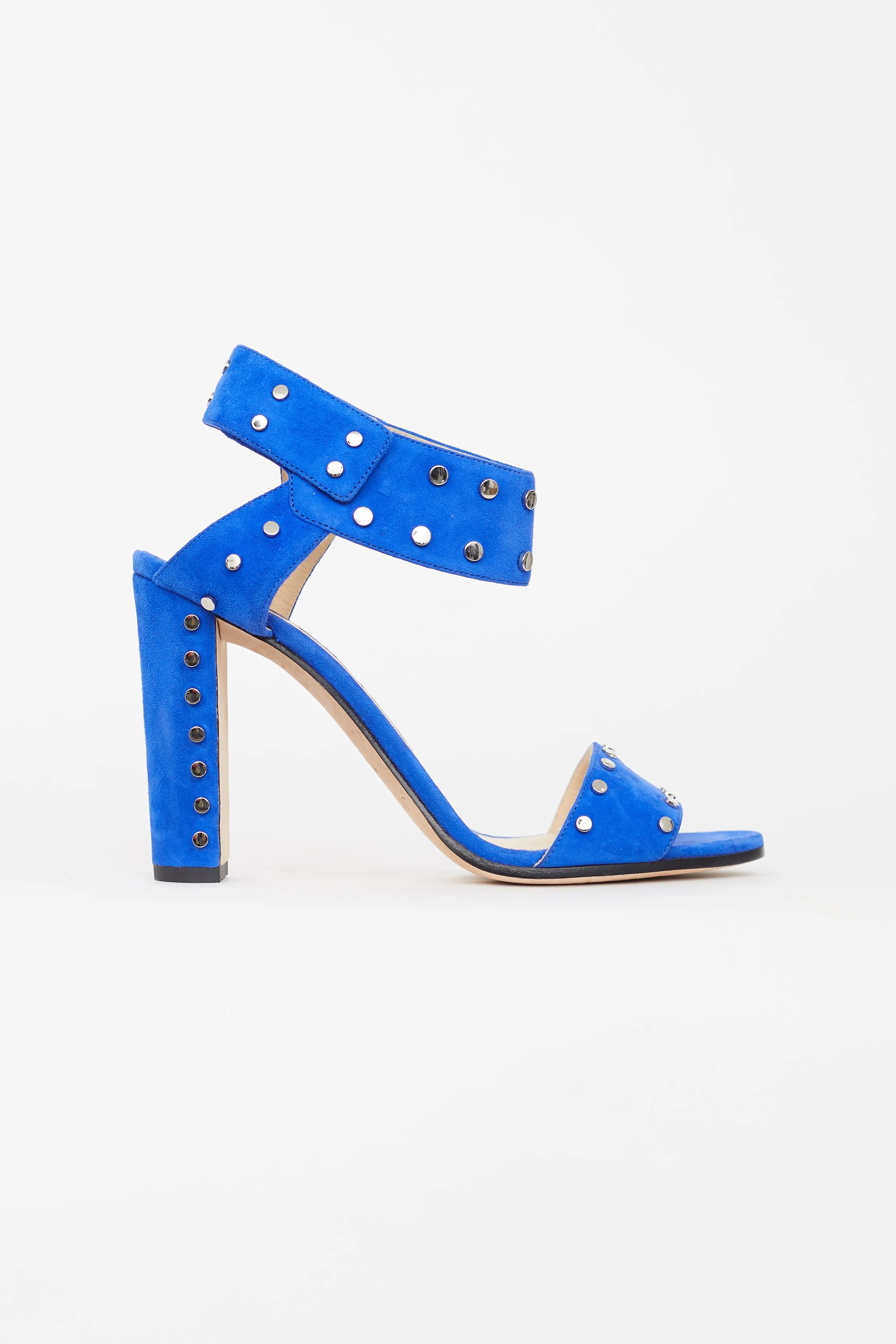 Blue Suede Studded Veto Heel