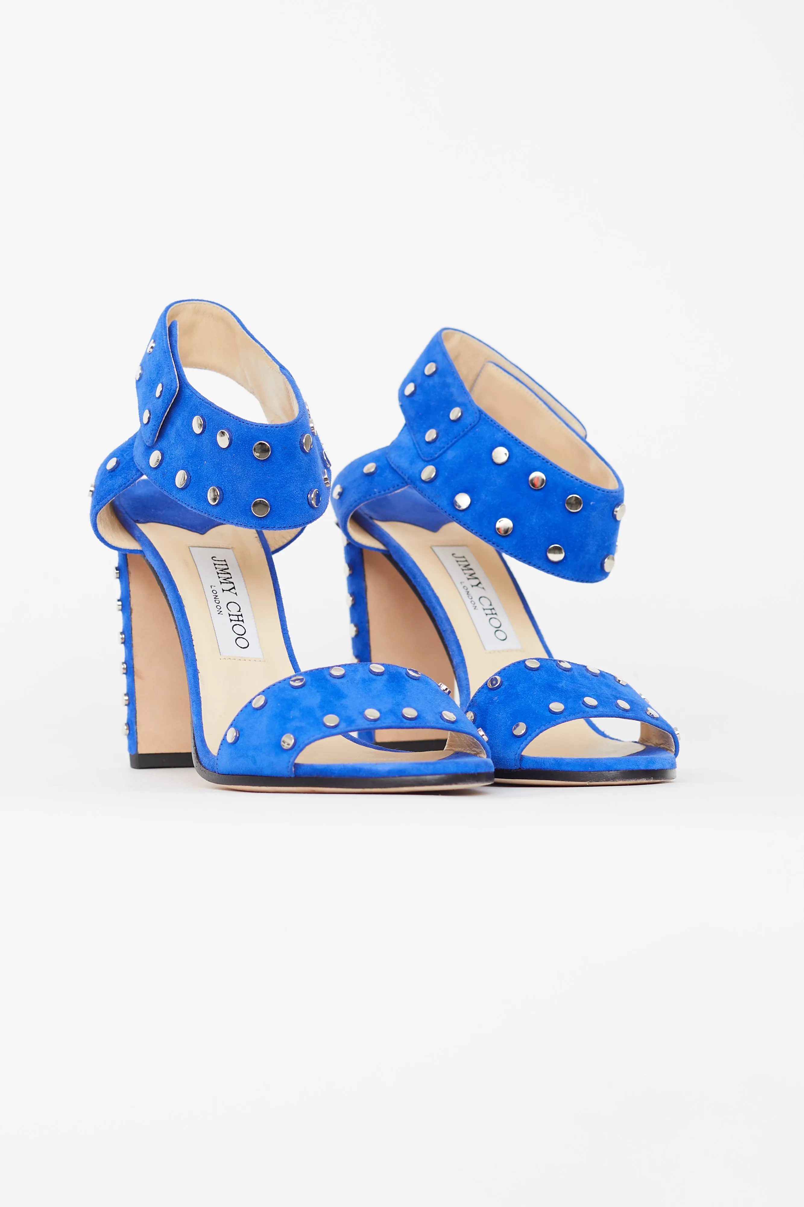 Blue Suede Studded Veto Heel