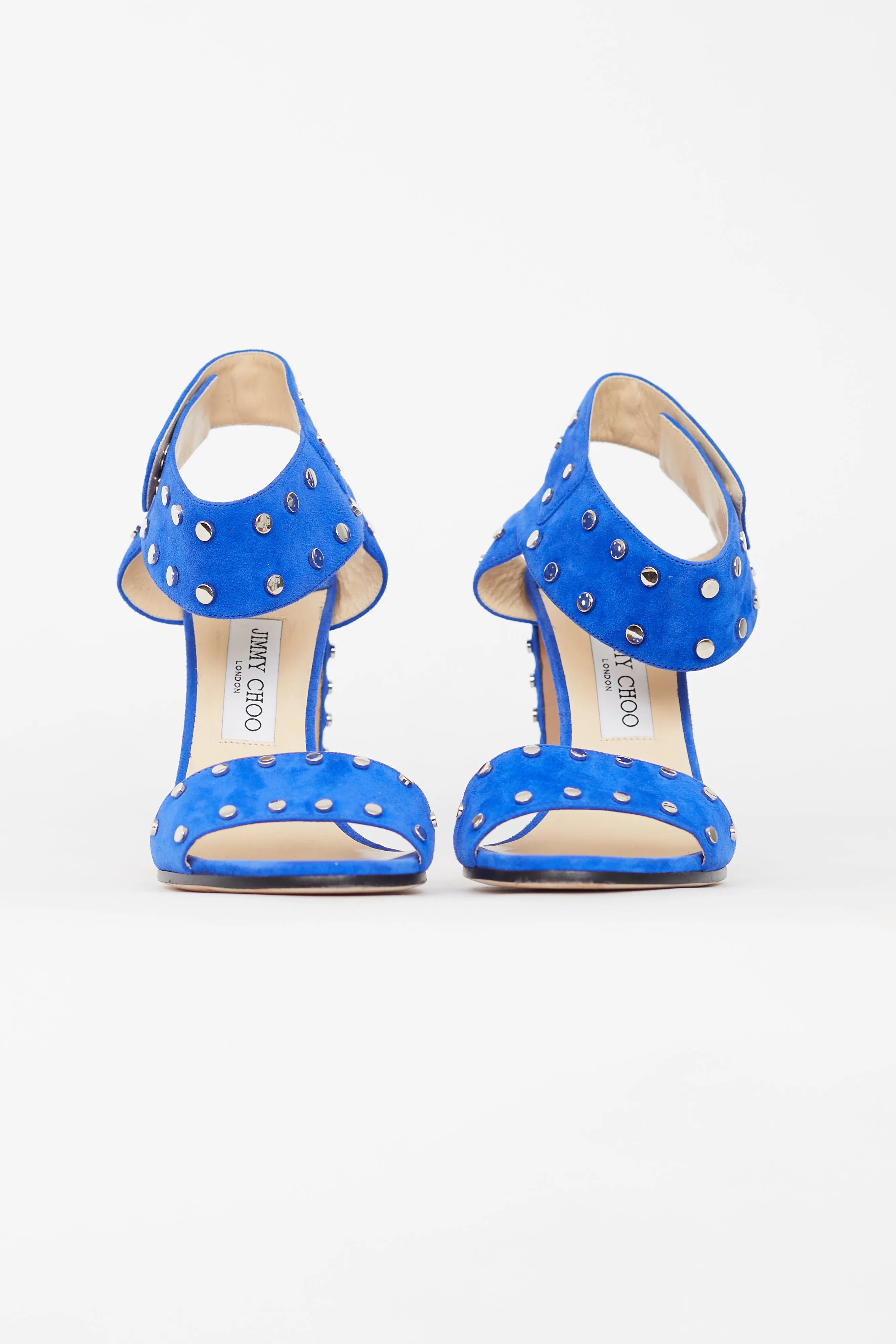 Blue Suede Studded Veto Heel