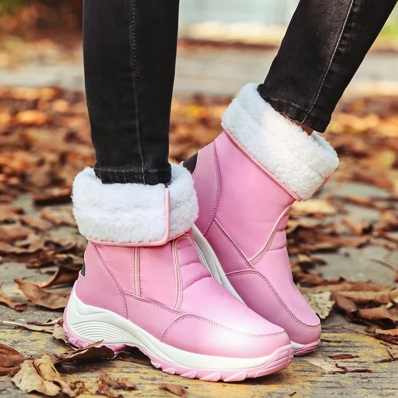 Cuzcare Women Fur Waterproof Orthopedic Snow Boots