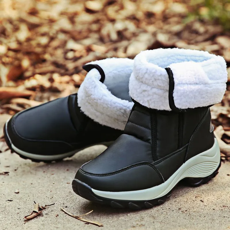 Cuzcare Women Fur Waterproof Orthopedic Snow Boots