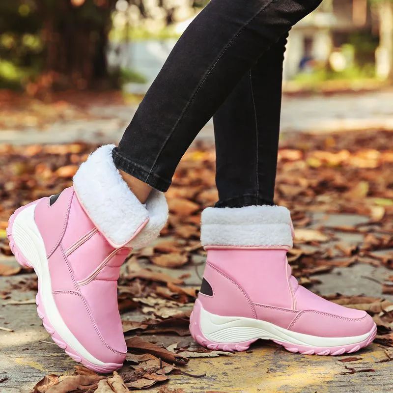 Cuzcare Women Fur Waterproof Orthopedic Snow Boots