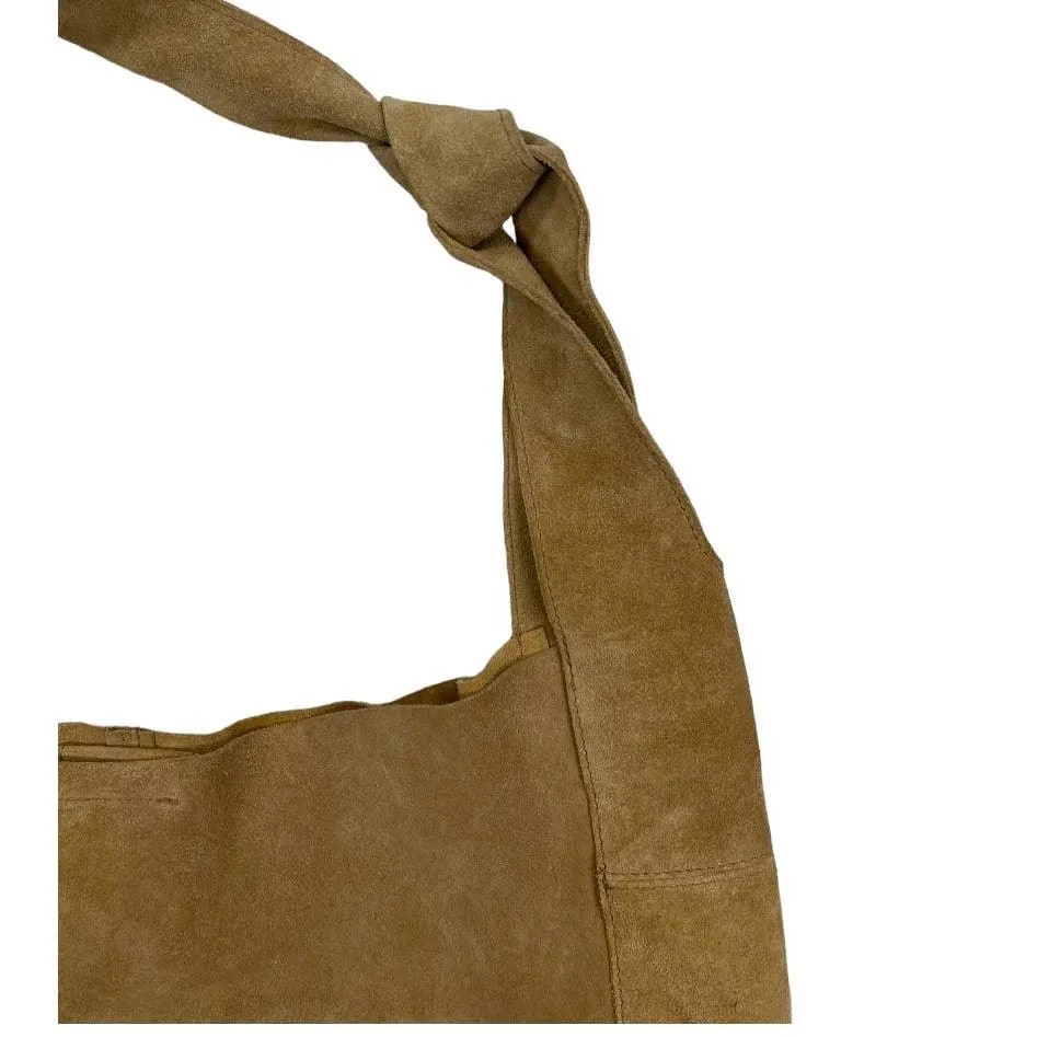 Free People Jessa Faded Tan Suede Carryall Handbag Purse Bag Crossbody New