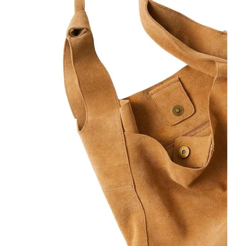 Free People Jessa Faded Tan Suede Carryall Handbag Purse Bag Crossbody New