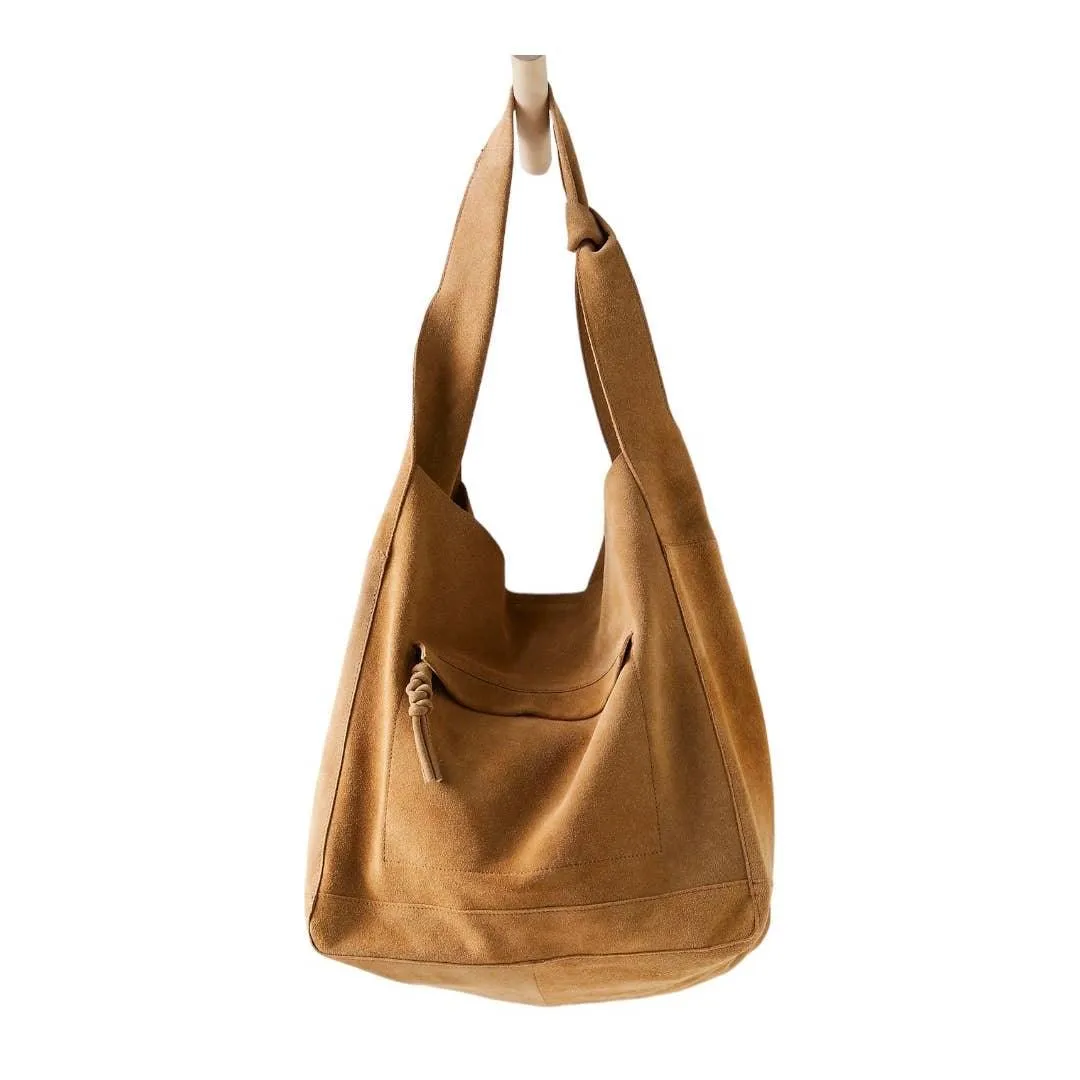 Free People Jessa Faded Tan Suede Carryall Handbag Purse Bag Crossbody New