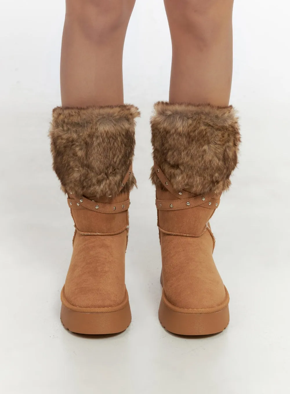 FurTrimmed Studded Boots CN419