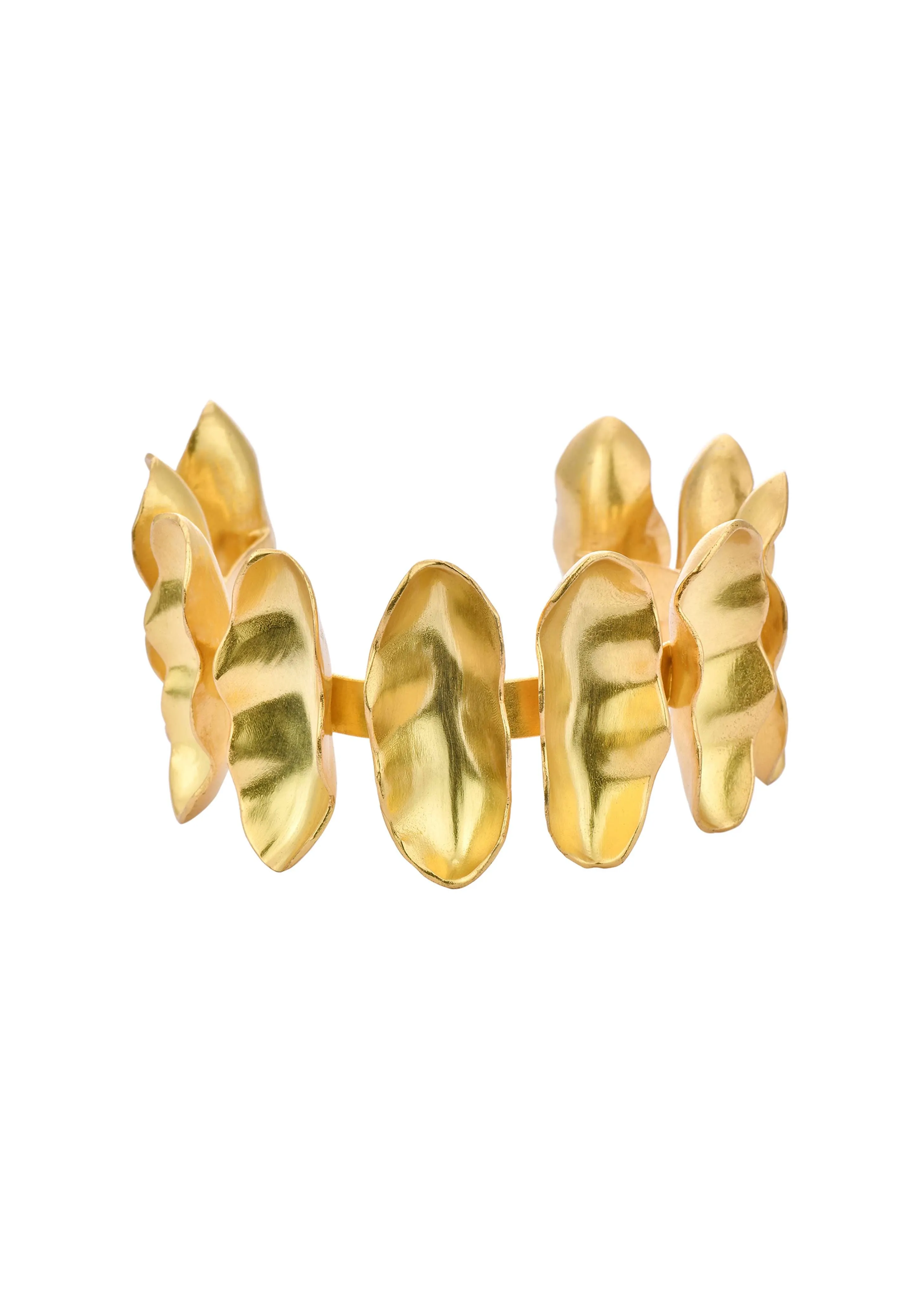 Gold Finish Kada With Sculpted Detail
