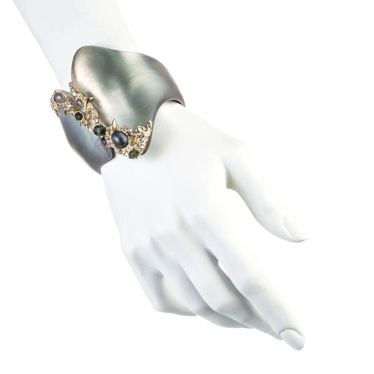Imperial Crystal Lace Asymmetrical Hinged Bracelet