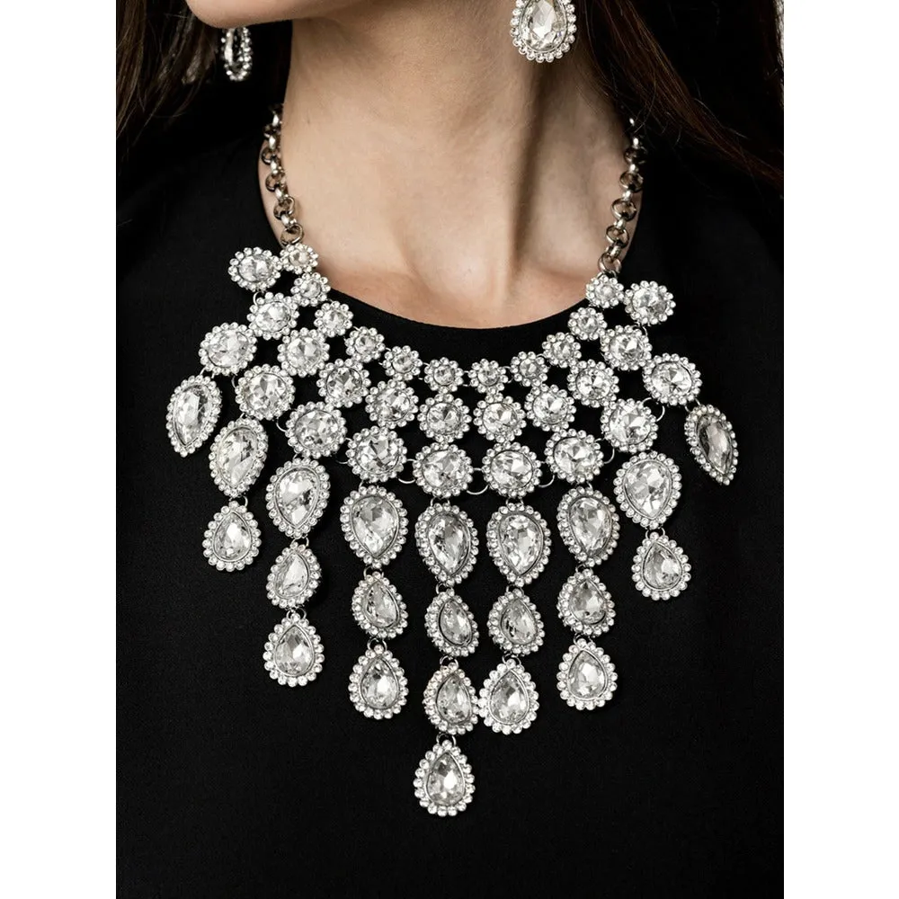 Mesmerized Rhinestone Collar Necklace - Silver