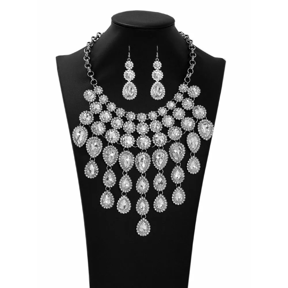 Mesmerized Rhinestone Collar Necklace - Silver