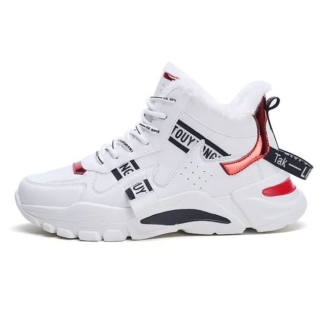 New Winter Men's Boots Fashion Thick Bottom Non-slip Warm Winter Shoes For Men Fur Warm Ankle Snow Boots Footwear Male Sneakers
