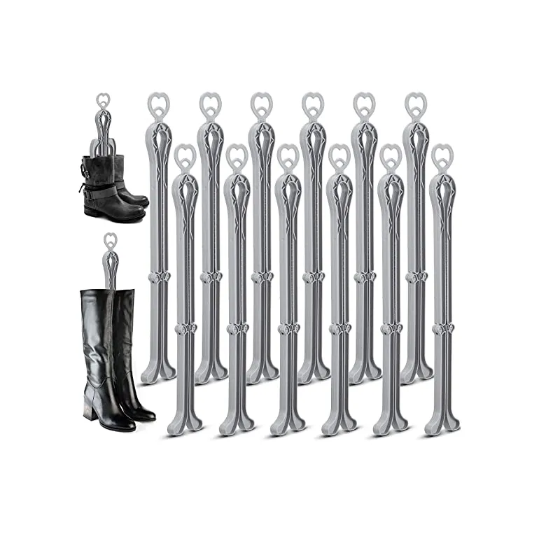 Nuenen 12 Pack Folding Boot Shaper Stands Tall Boots Shaper Boot Inserts Shape Holders for Women Boot Stand Up Inserts for Men Home Hanging- 13 x 4 Inch- Gray