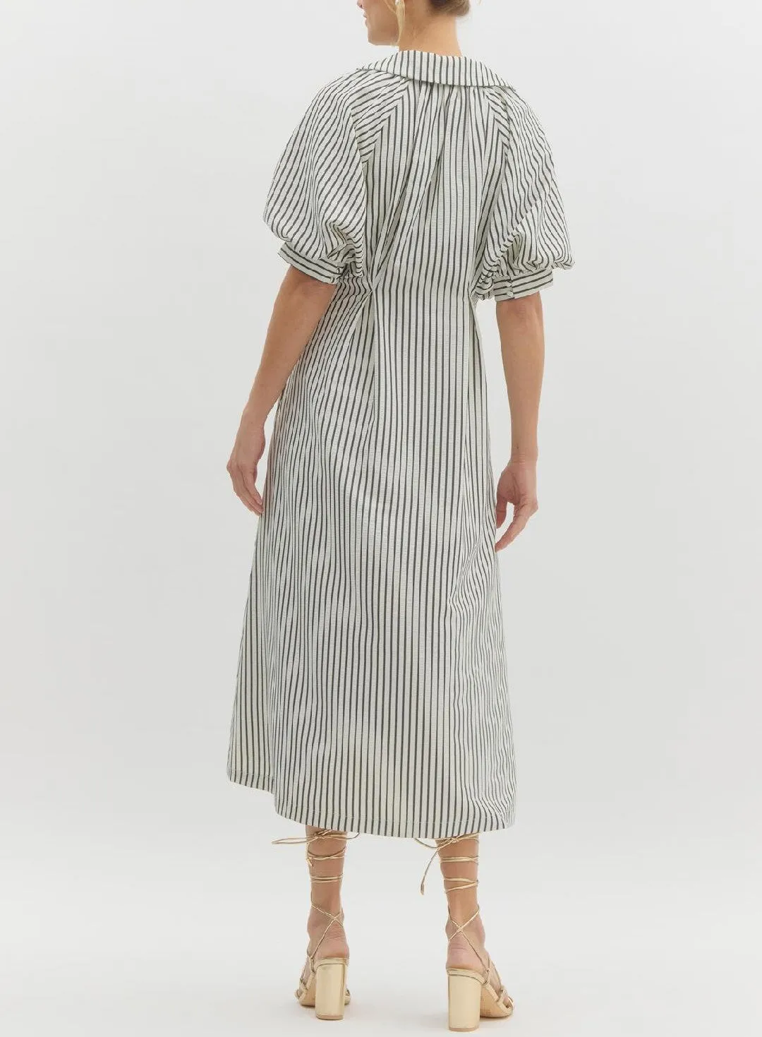 Textured Stripe Midi Dress