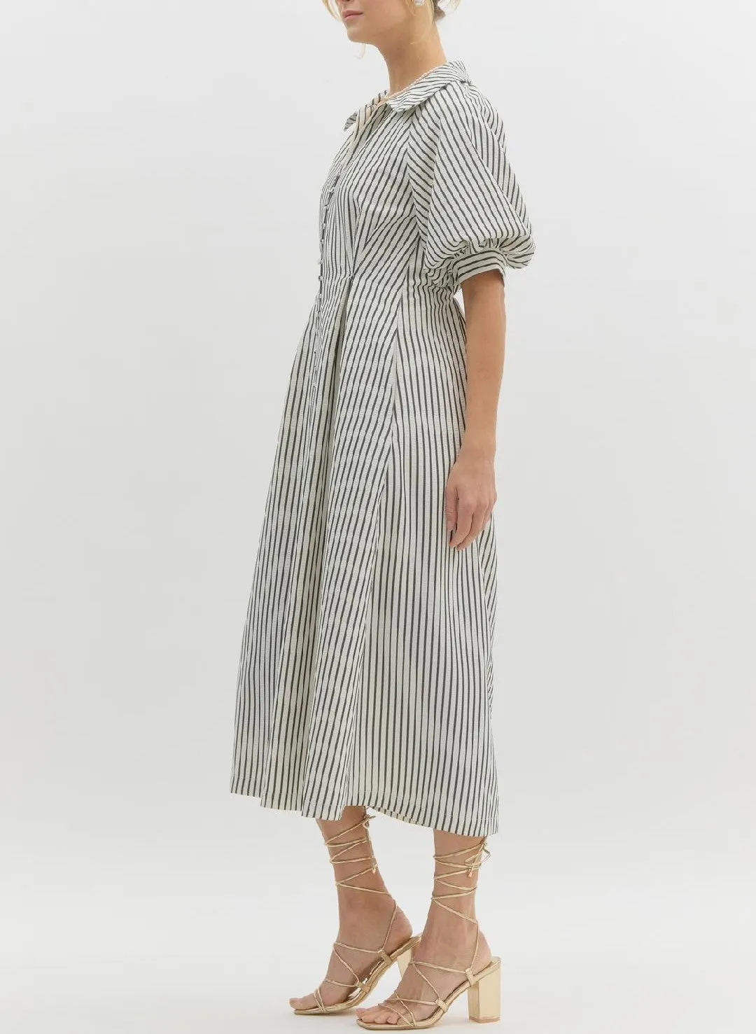 Textured Stripe Midi Dress